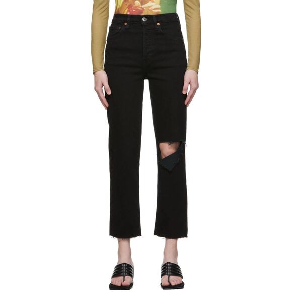 RE/DONE Levi’s Black 70's Stove Pipe Jeans size 30 - Picture 1 of 11